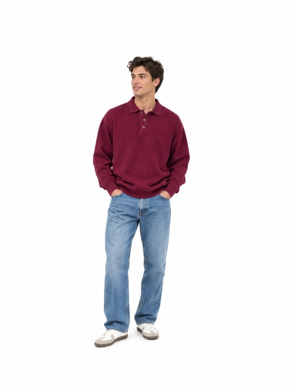 Original Island Sport Vintage 90s Knit Polo Sweater Burgundy Size M